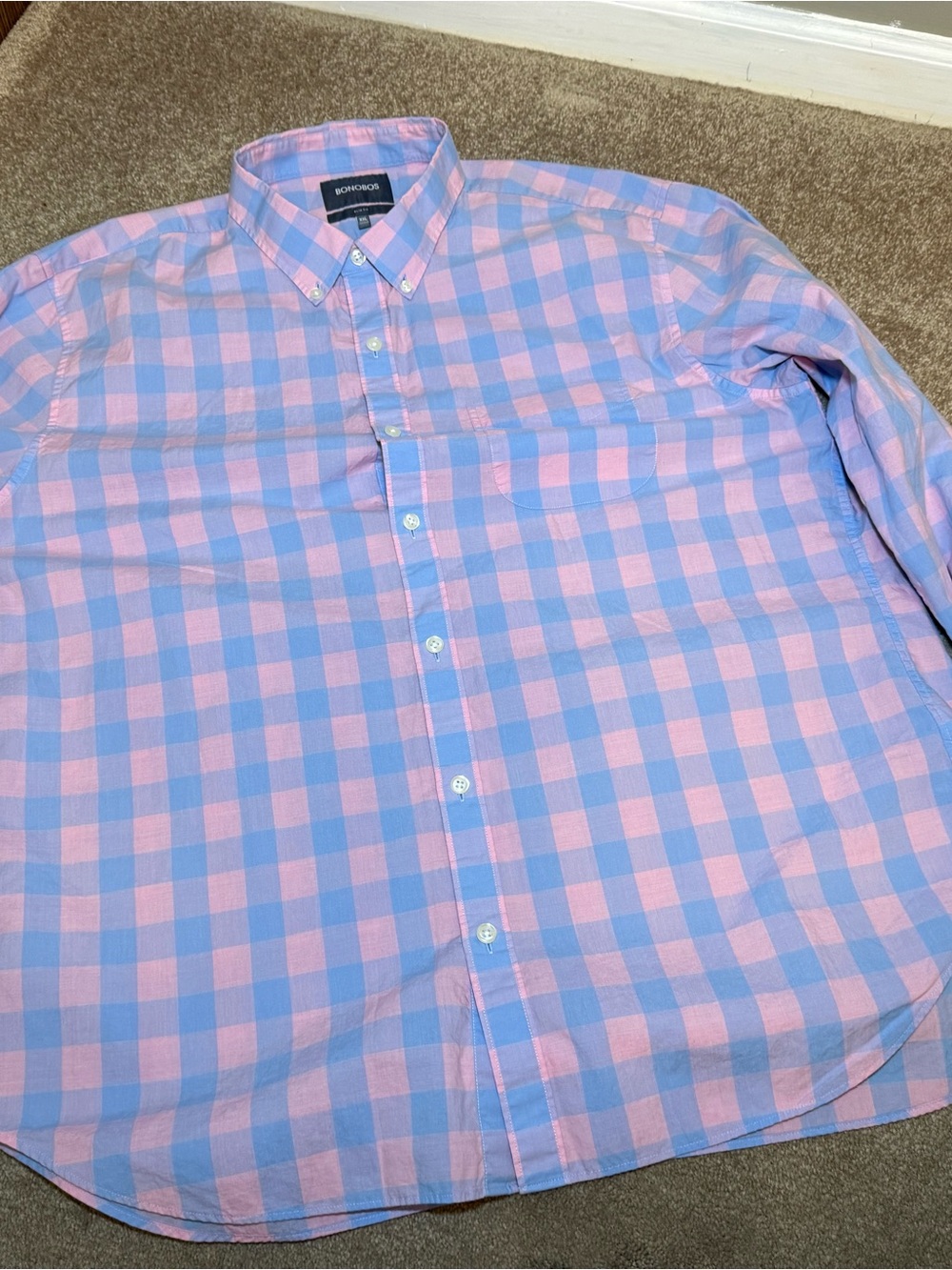 Bonobos Pink and Blue Gingham Button-Down Shirt